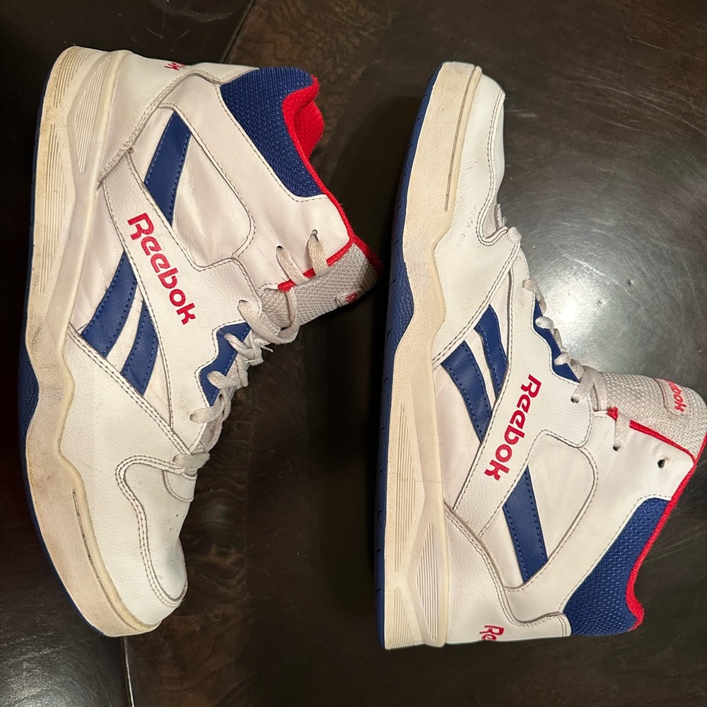 Vintage Red, White, and Blue Reebok Royal Hi2